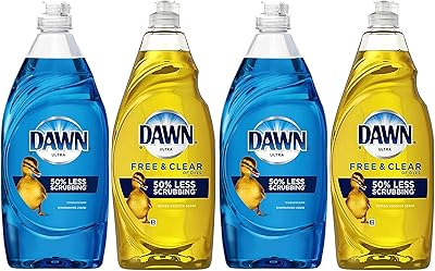 Dawn Dishwashing Liquid Dish Soap, 7.5 Ounce Squeeze Bottle Assorted Scents- Fresh Original and Lemon Dawn Dish Soap, 4 Pack