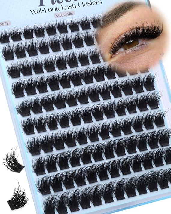 Fluffy Lash Clusters Wispy Eyelash Clusters 10-18mm DIY Cluster Eyelash Extensions D Curl Fairy Lashes Clusters Volume Individual Lashes with Wide Band by Pleell