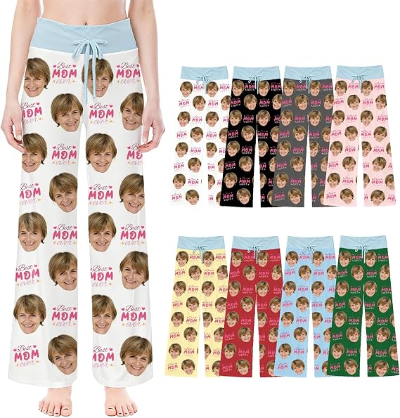 Personalised Face Pyjamas Pants for Women Custom Photo Picture Pyjamas Bottoms Stretch Pj Pants Sleep Wear