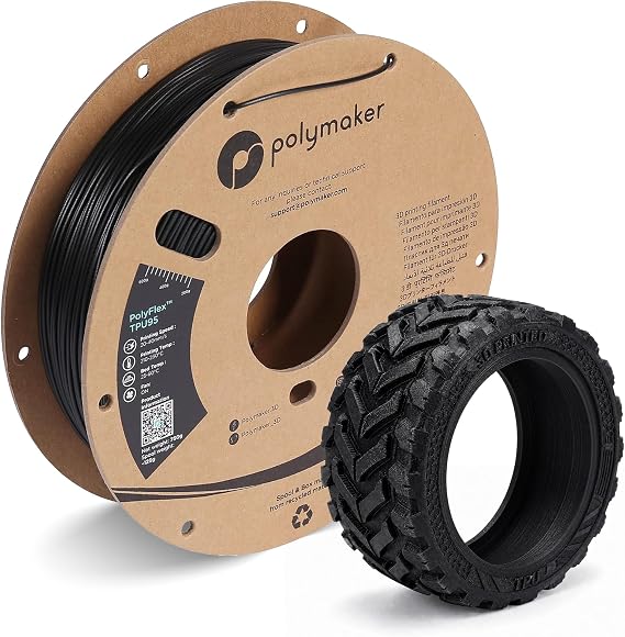 Polymaker TPU Filament 1.75mm 95A Flexible 0.75kg, Black