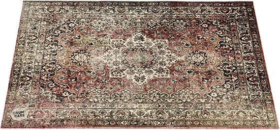 DRUMnBASE Vintage Persian Style Stage Rug, Non Slip Waterproof Rug for Stage or Studio Use to Reduce Vibrations, Classic Worn, 4.26 FT X 3 FT
