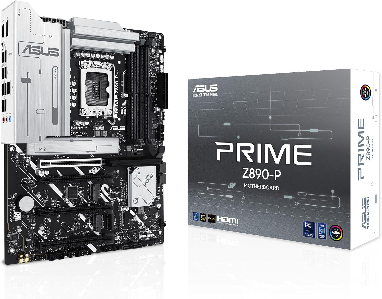 ASUS PRIME Z890-P Intel Z890 LGA1851 DDR5 8400 DP HDMI Type-C 4x M2 USB3.2 AURA RGB 2.5Gbit LAN ATX 14121 Power Stages, ASUS AI Technologies, Easy PC DIY Motherboard