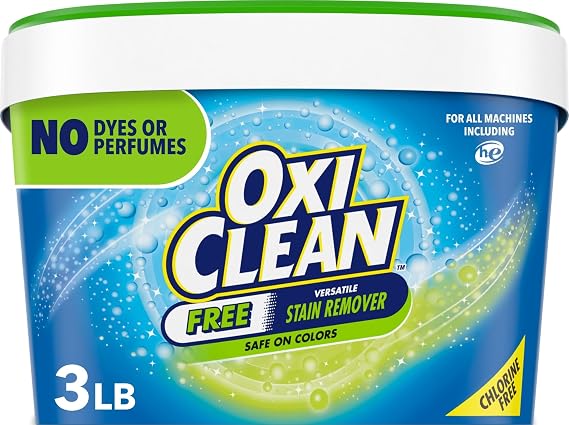 OxiClean Free Versatile Stain Remover Powder, 3 lb | 101+ Household Uses, Removes Tough Set-in Stain Remover, Laundry Booster, Multi-Surface Cleaning, Color Safe, Chlorine Free