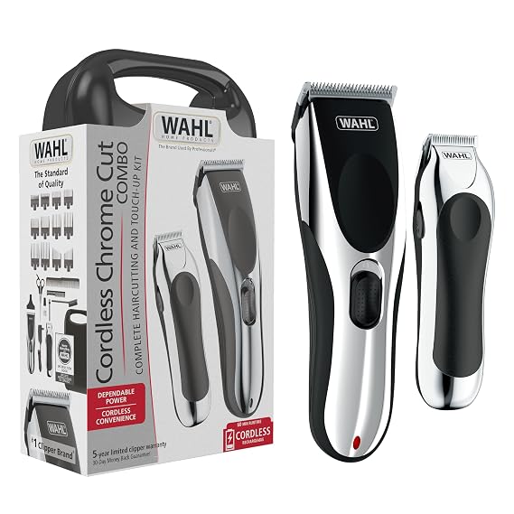 Wahl Clipper Cordless Chrome Pro Hair Clippers for Men & Battery Trimmer