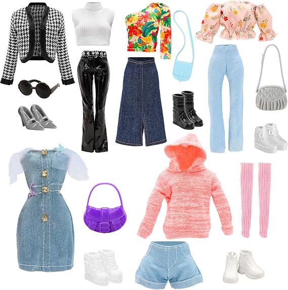 15 PCS Doll Clothes & Accessories for 11.5 Inch Girl Dolls Fashion Set