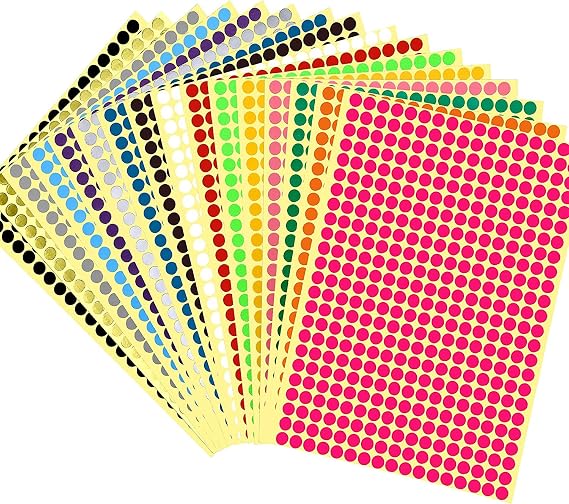 JANYUN 6528 Pcs Colored Dot Stickers, 1/4 Inches Small Labels Coding | Circle Round Coding Dot Sticky Labels Sticker, 20 Colors for Office, Classroom Organizing Office Back to School