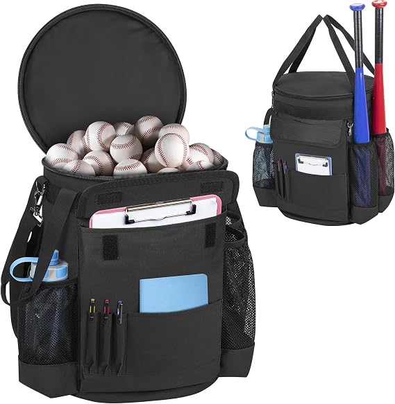 DSLEAF Baseball & Softball Bucket Bag for 6 Gallon Bucket, Bag Only | Softball Bucket Cover with Multi Pockets, Large Zipper for Easy Access, Portable Handle for Easy Carrying