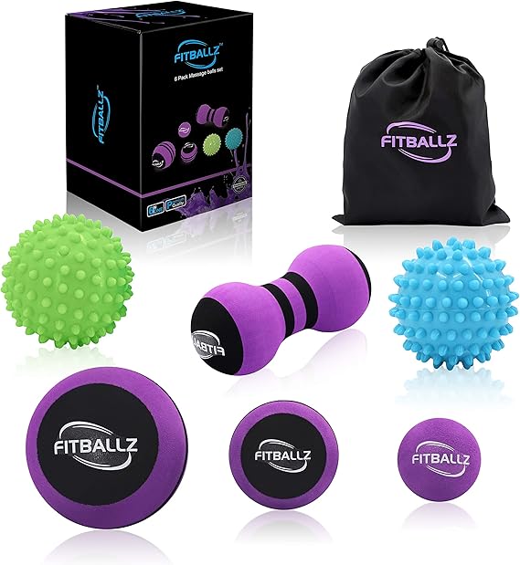 Myofascial Trigger Point Release & Deep Tissue Therapy Kit 6 Pack Foam, Spiky & Peanut Balls in 3 Sizes