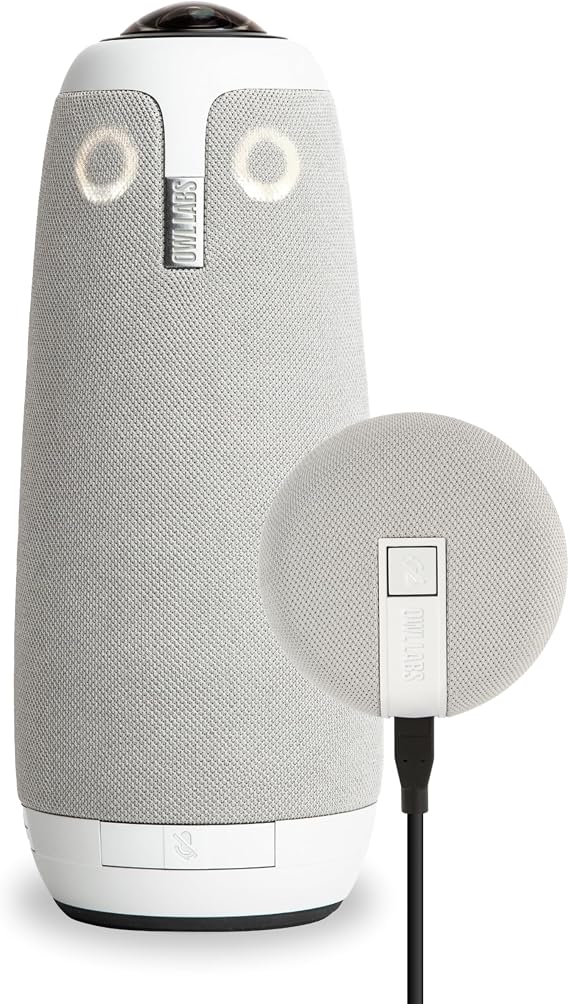 Owl Labs Meeting Owl 3 and Expansion Mic for Meeting Owl 3 - Extend Audio Reach in Larger Spaces by 8 feet (2.5 Meters) in The Direction of The mic.