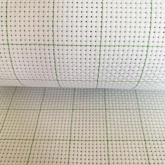 11CT Easy Count Thread Grid Aida Cloth Embroidery Cross Stitch Fabric, Green Grid, 59" W x 20" L