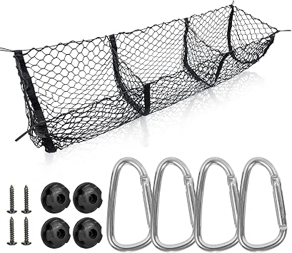 Cargo Net Truck Bed Organizer, Heavy Duty Tailgate Mesh for Pickup Truck,Trunk Storage Net with 3 Pockets & Metal Hooks, Fits Ford F150, Silverado, GMC Sierra, Ram,43.311.8 in