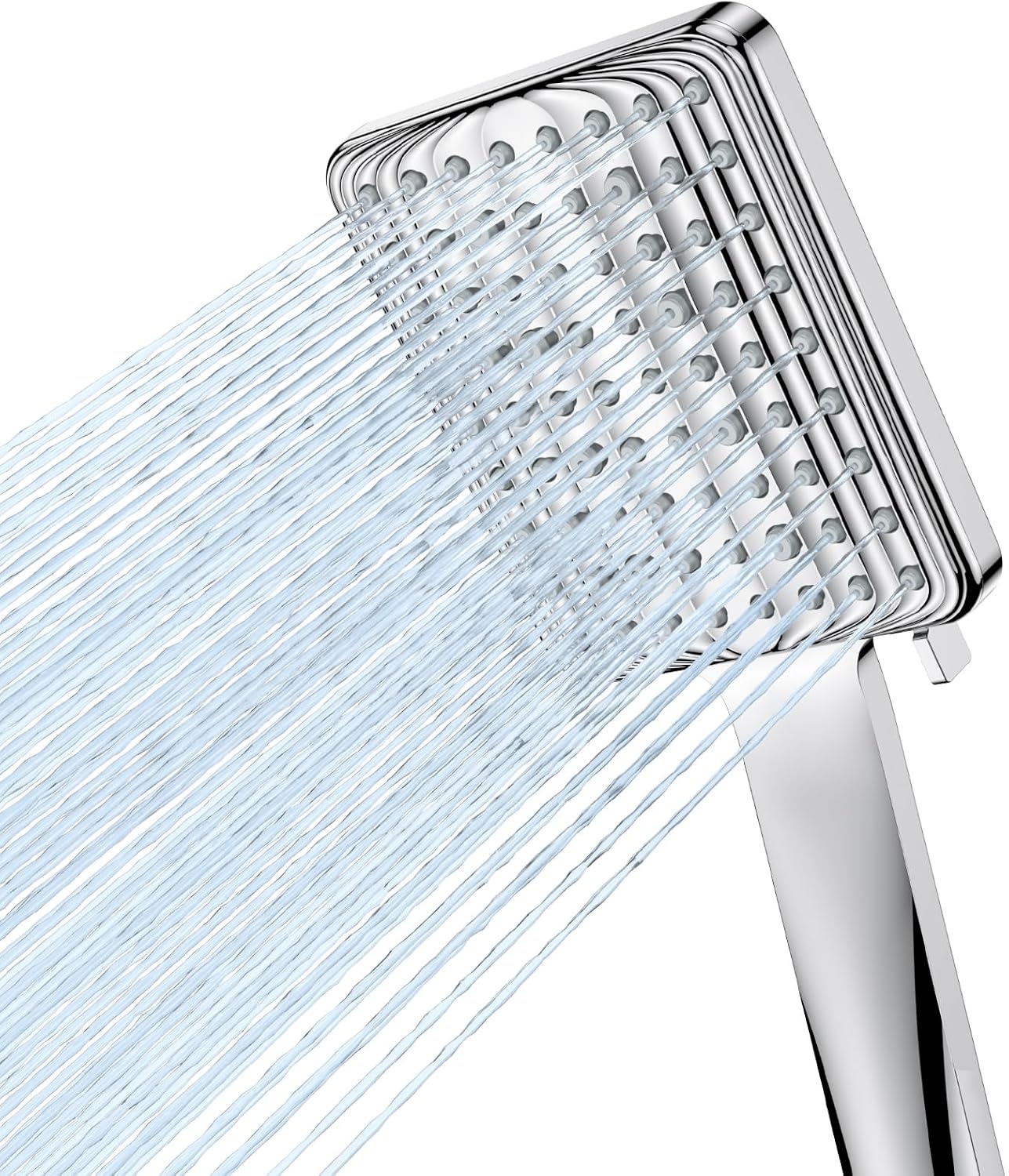 VOXON Shower Head, High Pressure Shower Heads with 6 Spray Modes, Power Water Saving ShowerHead, Universal Square Shower Head, Handheld Large Rain Shower Heads for Low Water Pressure, Silver