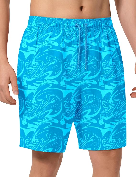 Mens Swim Trunks 8 inch Inseam Mesh Liner Quick-Dry Lightweight 4-Way Stretch Bathing Suit Swimming Trunks for Men UPF 50+