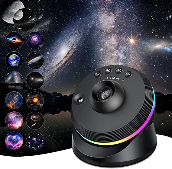 Galaxy Projector, 4K HD Planetarium Star Projector with 13 Film Discs, 360° Rotatable Realistic Nebula Night Light with Timer & Dynamic Meteor for Bedroom Decoration [Energy Class E]