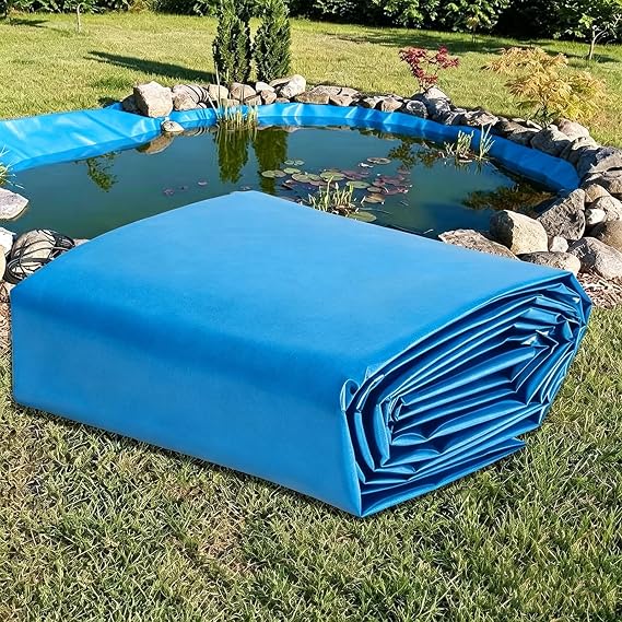10 X 15 Fuß Flexible Blaue HDPE-Teichfolie Auslaufsichere Und UV-beständige Koi-Teichfolie wasserdichte Mehrzweckplane Für Fischbecken Wassergärten Und Landschaftsbau(3x4m)