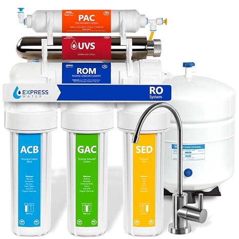 Express Water ROUV10M, 6-Stage RO Water Filter System, UV Filter, 100 GPD