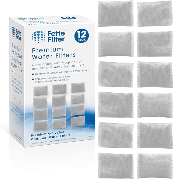 Fette Filter - Countertop Distillers Water Filters Compatible with Megahome and Other Counter Top Water Distiller Models - Pack of 12
