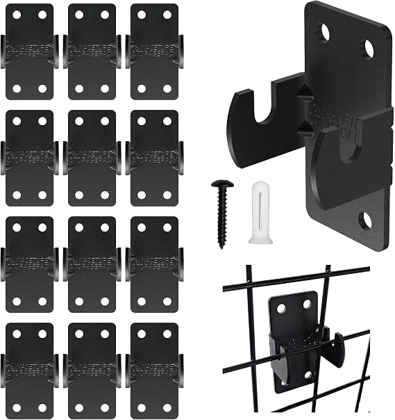 Grid Wall Mount Brackets, 12 Pack Double Hook Design | For mounting grid wall panels in retail stores, garages and workshops.