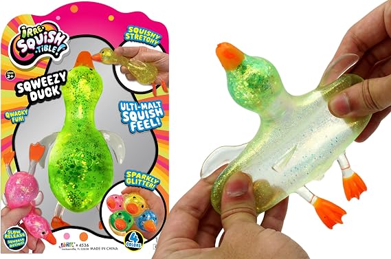 JA-RU Squishy Glitter Duck Fidget Toy (1 Duck) 4536-1s