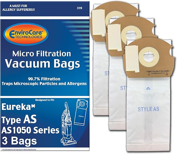 EnviroCare Replacement Micro Filtration Vacuum Bags Designed to Fit Eureka AS Uprights 3 Pack