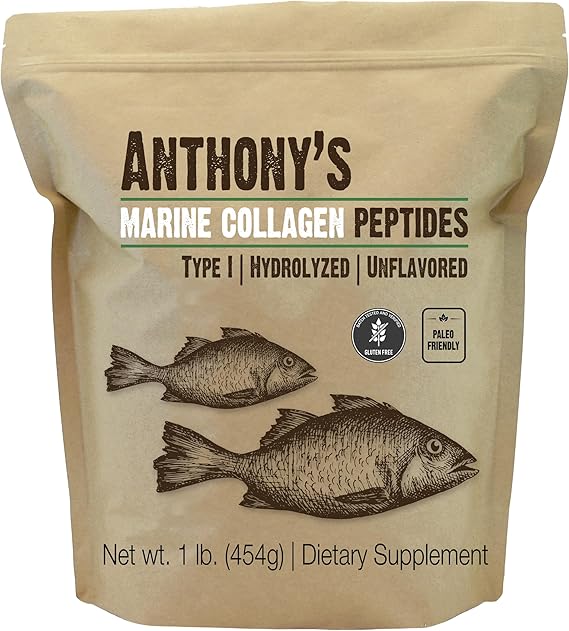 Anthony's Hydrolyzed Marine Collagen Peptides, 1 lb, Gluten-Free, Paleo and Keto Friendly, Unflavored