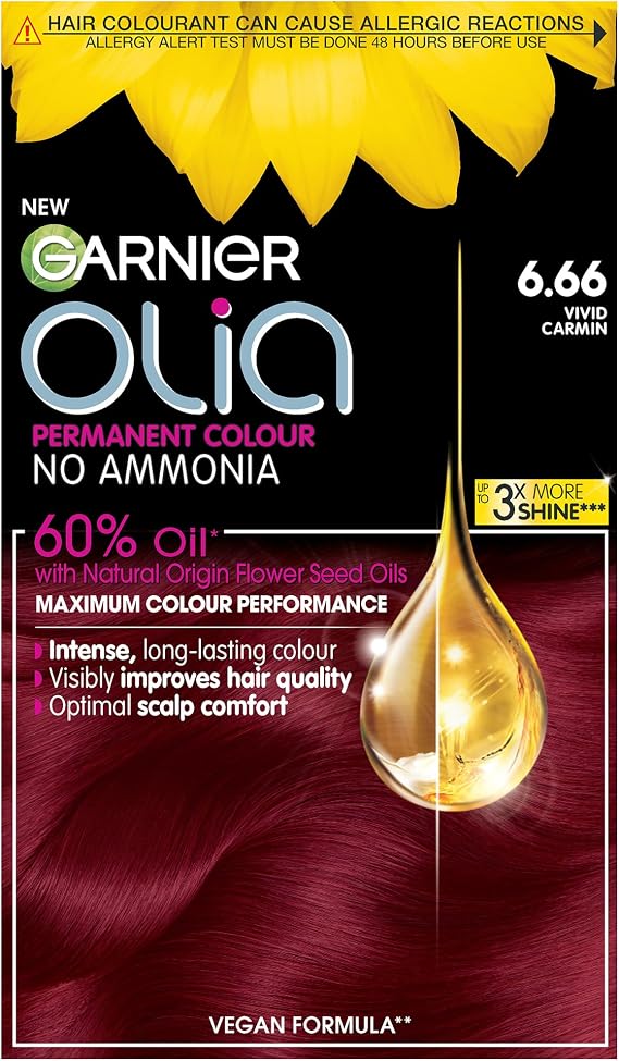 Garnier Olia Luminous Long-Lasting Hair Colour, 6.66 Vivid Garnet Red