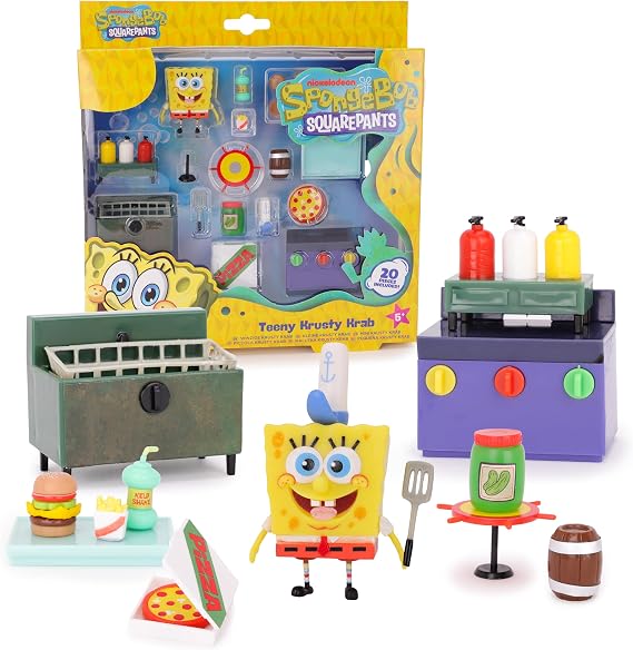 Toyland® 20 Piece SpongeBob SquarePants Figure & Accessories Playset - Teeny Krusty Krab Imaginative Play Pieces - Ages 5+