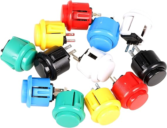 EG STARTS 12x 24mm OEM Arcade Buttons Switch Perfect Replace for Sanwa OBSF-24 Push Button DIY Fighting Stick PC Joystick Games Parts (Each Color of 2 Pieces)