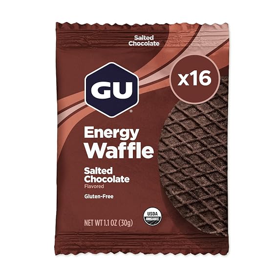 GU Energy Stroopwafel Salted Chocolate Sports Nutrition Waffle, Caffeine-Free, Gluten-Free, and Kosher dairy, On-the-Go Energy for Any Workout, 16 Count
