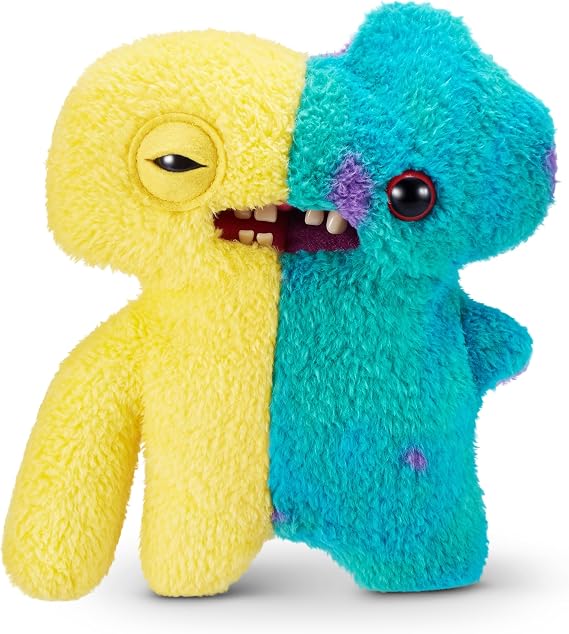 Fuggler Misfit Monsters 23 cm Series 1 by Zuru, Funny Ugly Monster Plush Toy (Squidge & Gaptooth Mcgoo - Yellow & Multi)