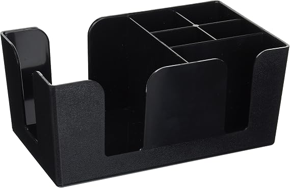 Winco Black Plastic 6-Compartment Condiment Caddy