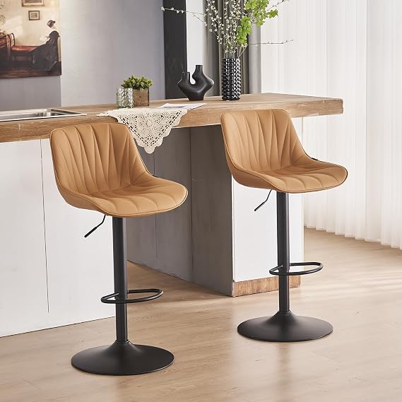 YOUNIKE Saffron Tan Bar Stools Set of 2 for Kitchen Island