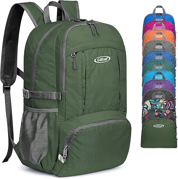 G4Free 40L Lightweight Packable Hiking Backpack, Waterproof Travel Daypack | Water-Resistant Polyamide, Size: 18.9*12.9*9.4inch(L*W*H), 100% Waterproof Wet Pocket, Travel, Climbing, swimming (Green)