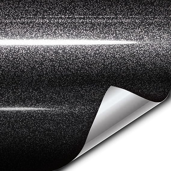 VVIVID XPO Black Metallic Sparkle Gloss Vinyl Car Wrap Film Roll DIY Easy to Install No-Mess (3ft x 5ft)