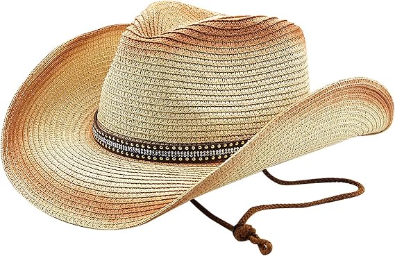 Straw Cowboy Hat for Women Straw Cowgirl Hats Beach Cowgirl Hat Western Hats for Women Vintage Cowboy Wide Brim Sun Hat