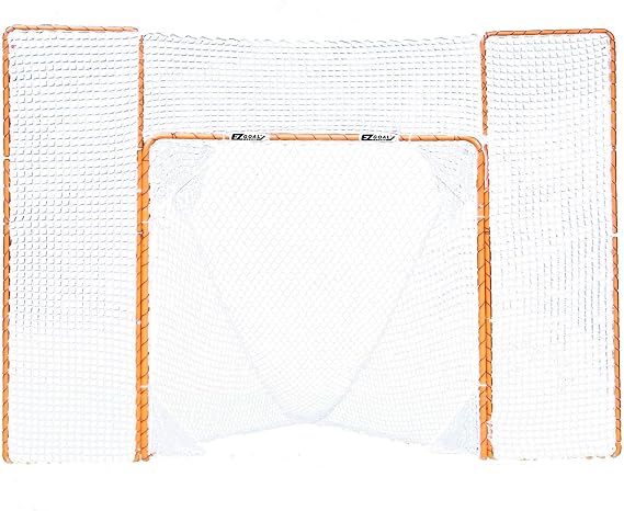 EZGoal Lacrosse Folding Goal with Backstop and Targets, Orange, 6' x 6'