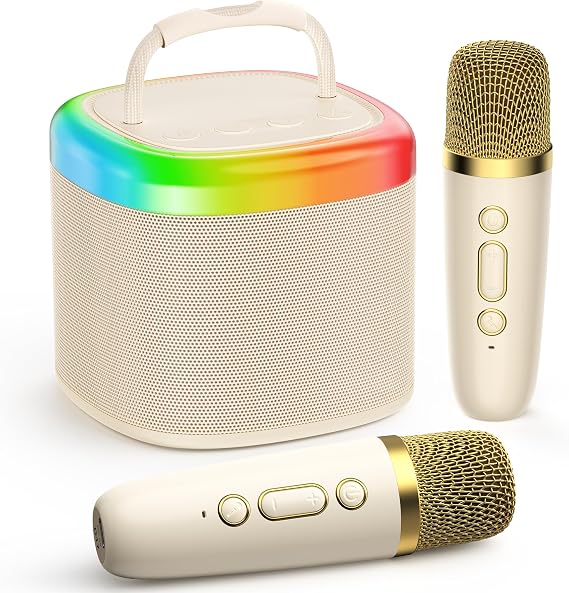 JYX Mini Karaoke Machine with 2 Wireless Mics, Birthday Gift for Kids