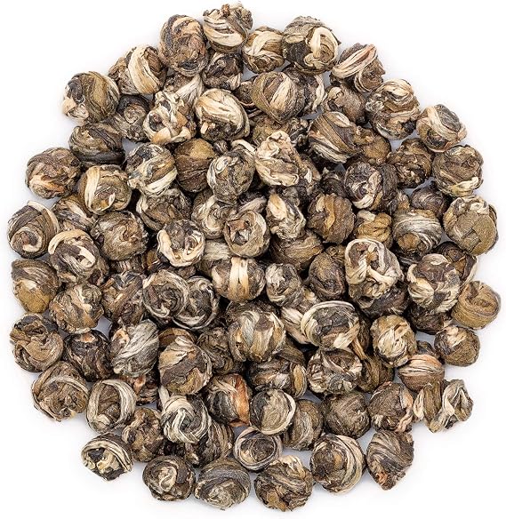 Oriarm 500g Jasmine Pearls Tea Loose Leaf - Chinese Jasmine Green Tea Dragon Pearls - 2nd Grade - Ziplock Resealable Bag