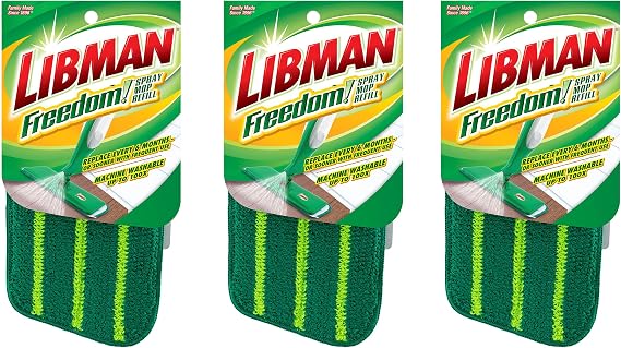 Libman Freedom Spray Mop Refill Heads, Microfiber, 3 Pack