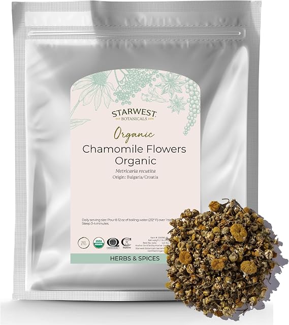 Starwest Botanicals Organic Chamomile Flowers Whole - Bulk 1 lb Bag