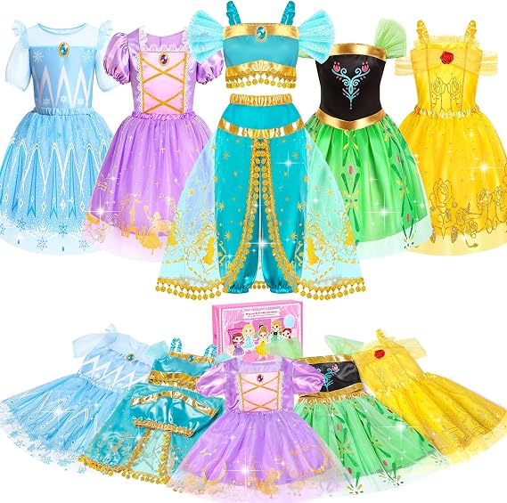 Princess Costumes for Girls, Princess Dress up Clothes for Girl 4-6