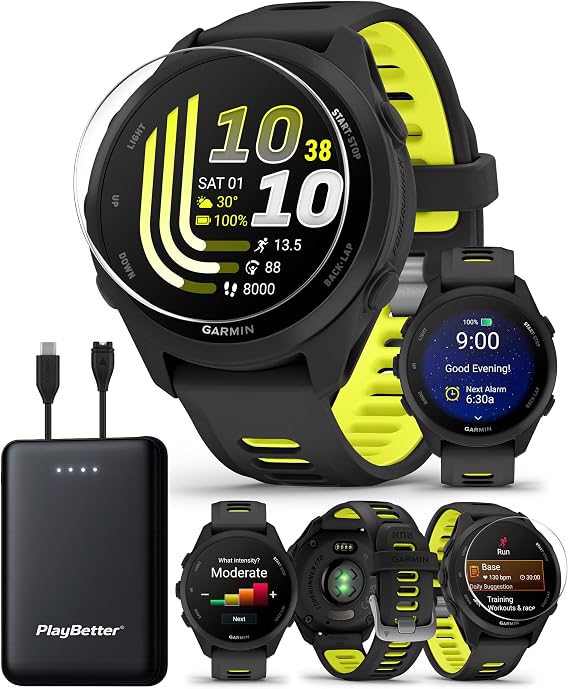 Garmin Forerunner 170 (Black) Running GPS Watch PlayBetter Bundle