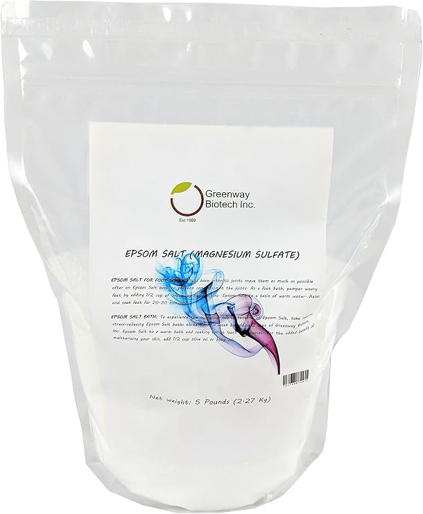 Greenway Biotech, Inc. Epsom Salt for Body Bath & Foot Soak - Magnesium Sulfate Soaking for Refresh Body- (5 pounds)