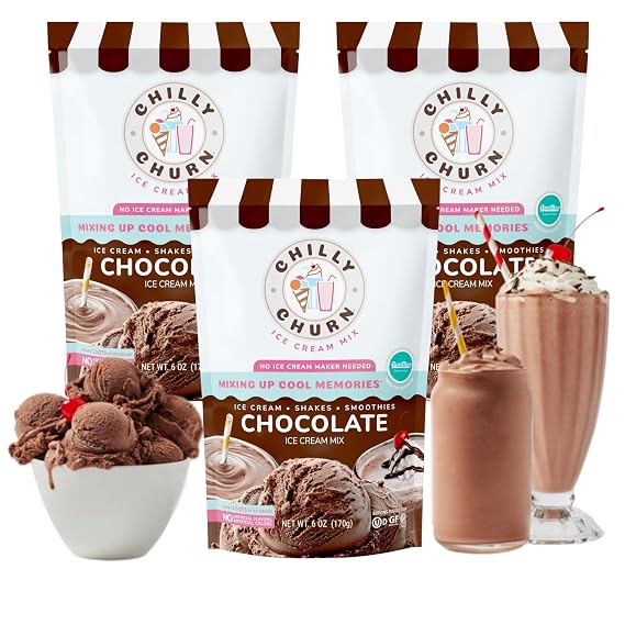 Chilly Churn Chocolate Ice Cream Mix, Shakes & Smoothies, 3 Pack