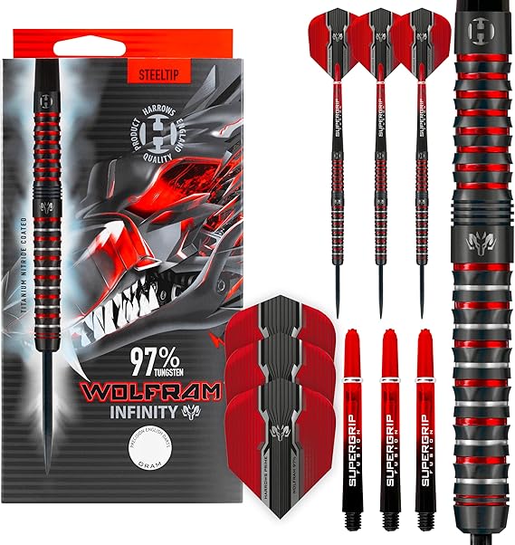 Harrows Tungsten Infinity Darts with Tungsten Steel Tips - Available in 21g 22g 23g 24g 25g and 26g Weights