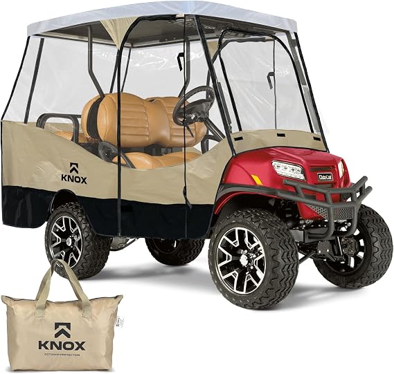 4 Person Golf Cart Enclosure, 2+2 Seater, 600D Transparent Golf Cart Cover Storage, Golf Cart Accessories, Up to 61.5" L roof, Compatible with EZGO TXT/RXV, Yamaha, Club Car DS/Precedent, Evolution