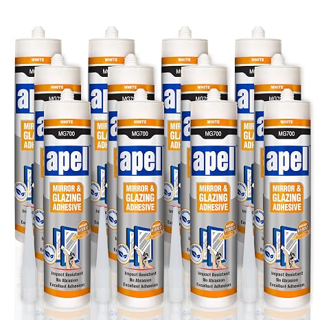 Mirror Adhesive (12 x 9.8 fl oz) 100% Silicone Fast Curing Construction Adhesive 12 Pack