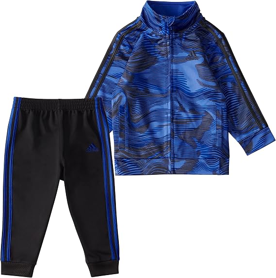 adidas boys Zip Front Printed Tricot Jacket and Joggers Set