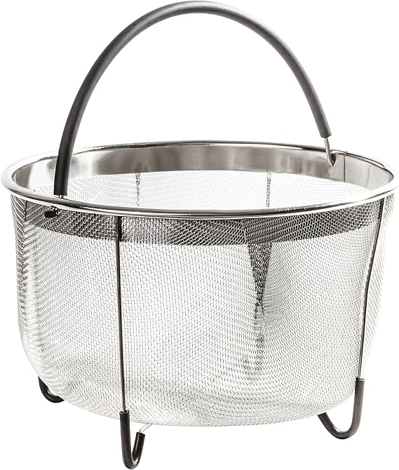Instant Pot Accessories Steamer Mesh Basket Stainless steel Good for cooking, boiling and frying Eggs, Vagetables and pasta, Fits a 6 quart pressure cooker (6 QT)