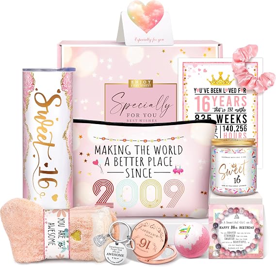 Sweet 16 Gifts for Girls, 16 Year Old Girl Birthday Gift Ideas, 16th Best Friend First Birthday Gifts For Teen Girl, Happy 16th Birthday Gift for Her, Girls, Daughter, Niece, Friends,Sister, Bestie